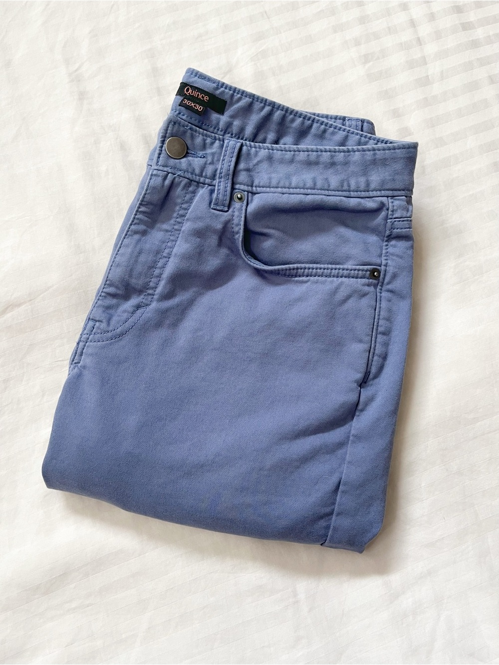 Quince | Comfort Stretch Traveler Straight Leg Pants | Washed Blue | 30x30